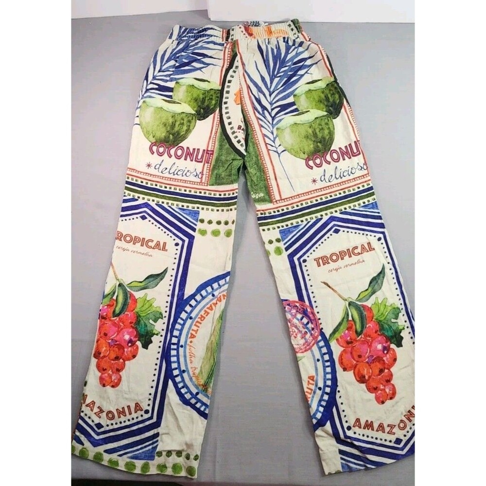 Rachel Zoe Women’s Tropical Print Lounge Pants Coconut Amazonia Drawstring Size - Picture 4 of 7